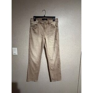 Liverpool Los Angeles Tan Khaki Straight Leg Jeans Size 4/27 Whiskered Denim